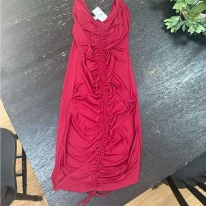 NWT red mini dress with scrunch detail